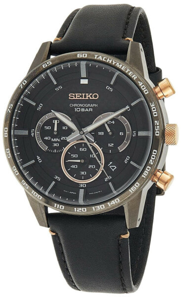 Seiko Men's Chronograph Quartz Watch with Leather Strap SSB361P1 NEW