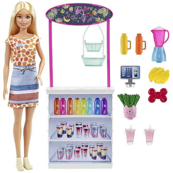 BARBIE Blonde Smoothie Stand With Accessories And Toy Juice And Smoothie Shop