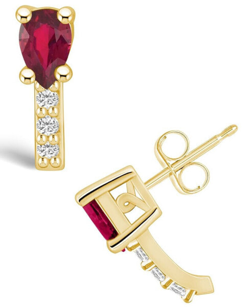 Ruby (1 Ct. t.w.) and Diamond (1/8 Ct. t.w.) Stud Earrings