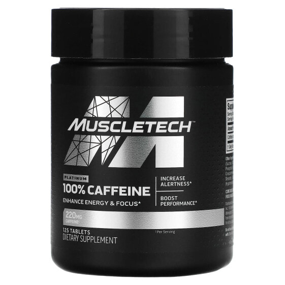 MuscleTech, Platinum 100%, кофеин, 220 мг, 125 таблеток