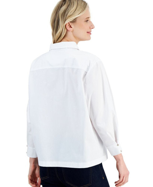 Women's Cotton Sailor Solid-Color Popover Top