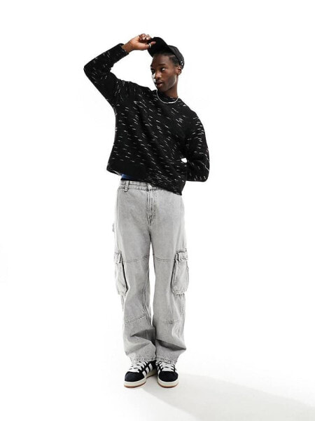 Weekday Norman relaxed space dye jumper in black