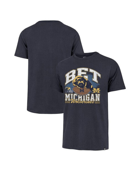 Men's Navy Michigan Wolverines Bet Helmet Franklin T-shirt