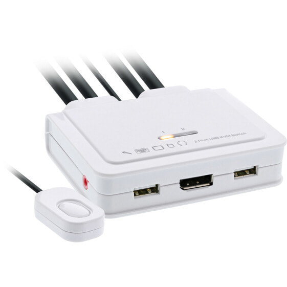 InLine KVM Switch - 2-port - USB-C+DP to DisplayPort - 4K - audio - integr. cable