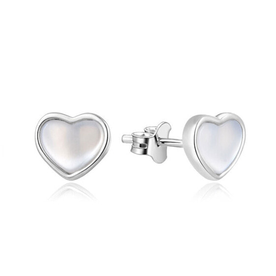 Silver heart earrings with mother-of-pearl AGUP2355L