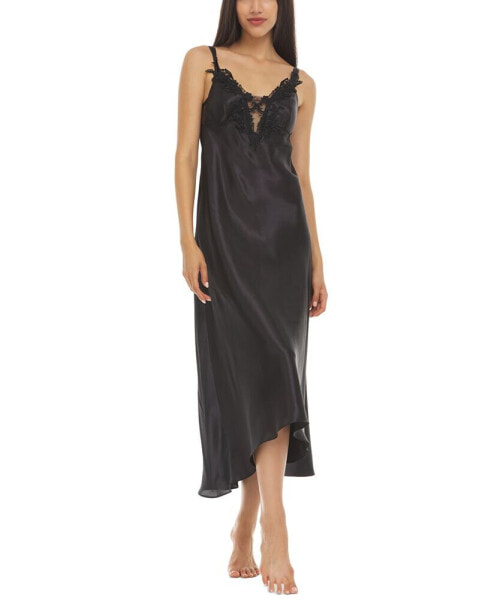 Stella Satin Venise Trim Lingerie Nightgown