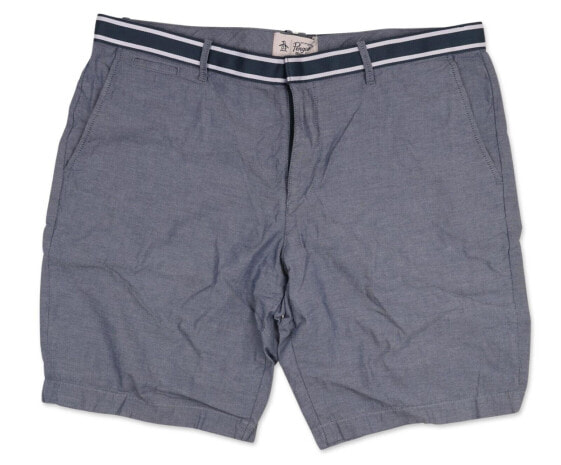 Original Penguin 257813 Mens Oxford Slim Fit Shorts Denim Blue Size 38