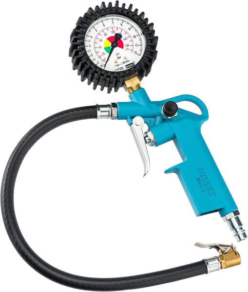 Hazet tyre inflation gauge (pressure gauge range 0-12 bar, hose length 400 mm, manometer diameter: 63 mm) 9041-1., Single