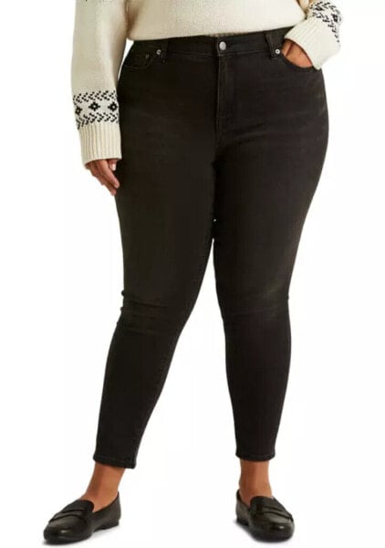 Lauren Ralph Lauren Women Plus Size Skinny Jeans Jet Black Wash 18W