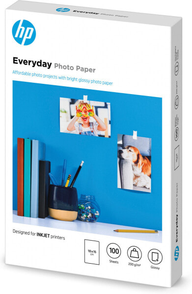 HP Everyday Photo Paper - Glossy - 200 g/m2 - 10 x 15 cm (101 x 152 mm) - 100 sheets - Gloss - 200 g/m² - 10x15 cm - White - 100 sheets - 15 - 30 °C