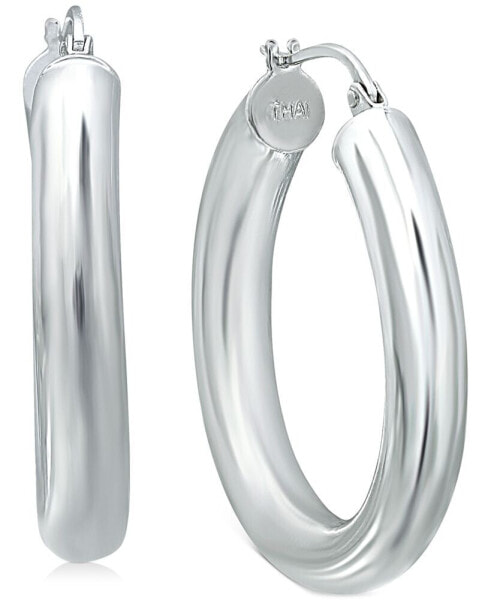 Medium Tube Hoop Earrings in Sterling Silver, 1.1", Created for Macy's