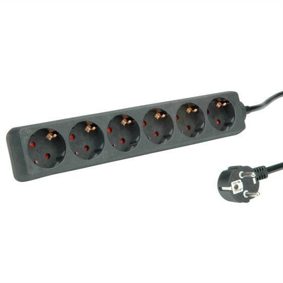 Удлинитель ROLINE 19.07.1072 - 1.5 m - 6 AC outlet(s) - Indoor - Plastic - Black - 250 V