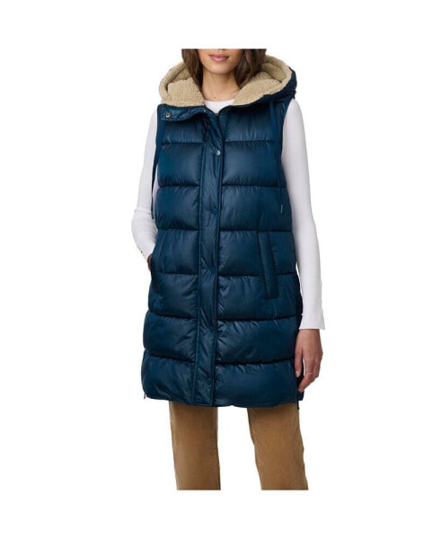 Women's Puffer Vest With Sherpa Lined Hood