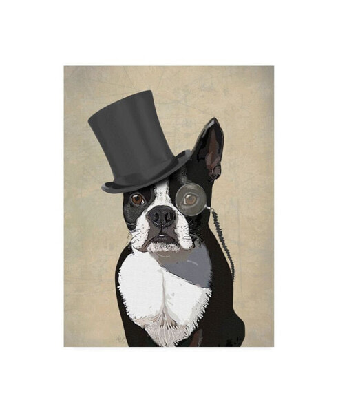 Fab Funky Boston Terrier, Formal Hound and Hat Canvas Art - 19.5" x 26"