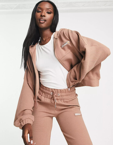 ellesse Campenelle cropped hoodie in brown