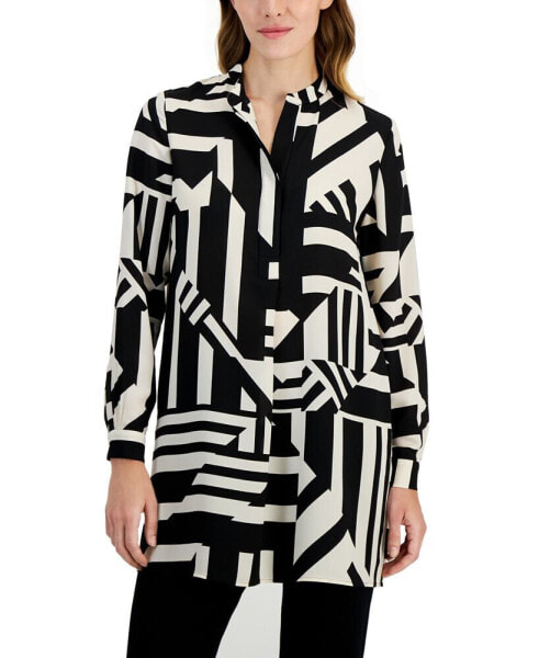 Women's Abstract-Print Popover Tunic Blouse