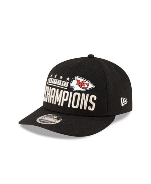 Men's Black Kansas City Chiefs 2023 AFC Champions Locker Room Trophy Collection Low Profile 9FIFTY Snapback Hat