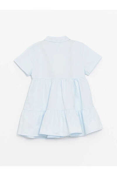 LCW baby Gömlek Yaka Kısa Kollu Kız Bebek Elbise