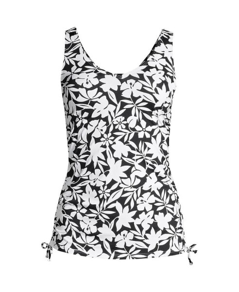 Women's Petite Adjustable V-neck Underwire Tankini Swimsuit Top Adjustable Straps