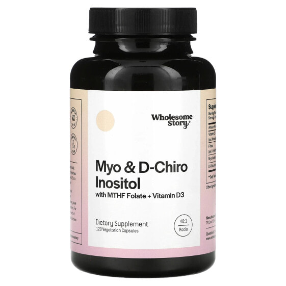 Myo & D-Chiro Inositol with MTHF Folate + Vitamin D3, 120 Vegetarian Capsules