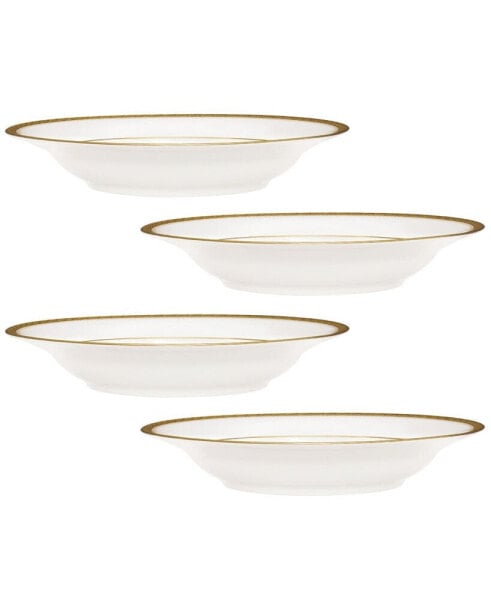 Charlotta Gold Set of 4 Rim Soup Bowls, Service For 4