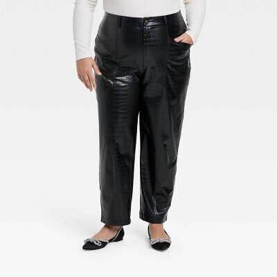 Women's High-Rise Faux Croc Pants - A New Day