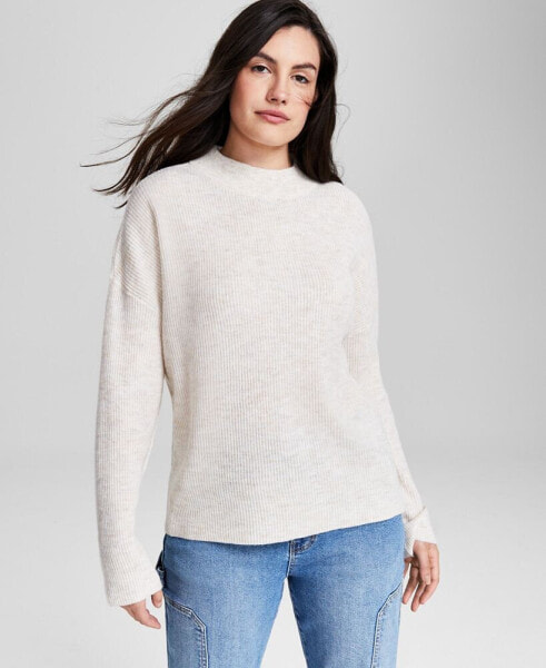 Women's Ribbed Mockneck Sweater, Created for Macy's