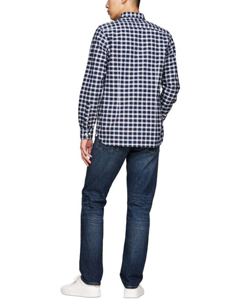 Men's Slim Fit Blur Check Long Sleeve Button-Down Oxford Shirt