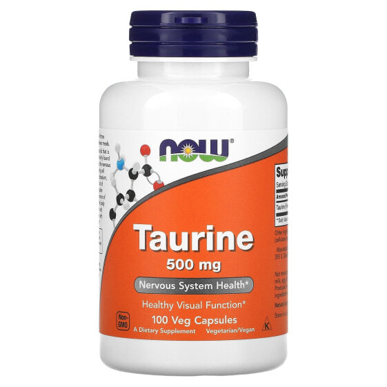 Аминокислоты NOW Таурин, 500 мг, 100 вегетарианских капсул