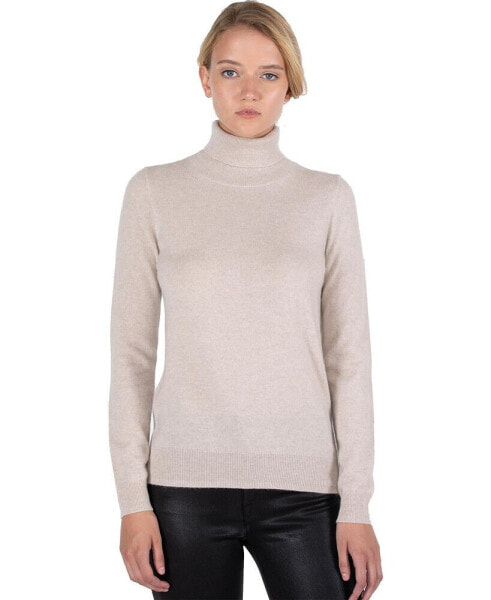 Women's 100% Pure Cashmere Long Sleeve Turtleneck Pullover Sweater