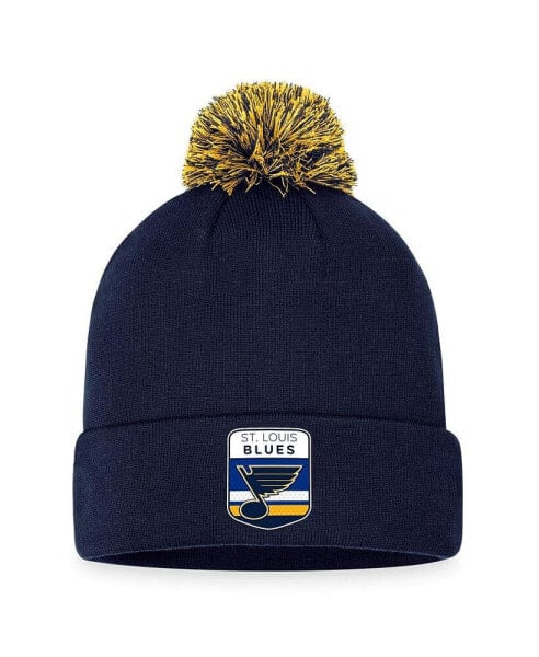 Men's Navy St. Louis Blues 2023 NHL Draft Cuffed Knit Hat with Pom