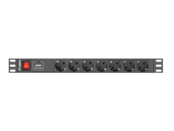 Lanberg PDU-07F-0200-IEC-BK - 1U - Горизонтальный - Черный - 7 розеток переменного тока - Тип F - Разъем C14