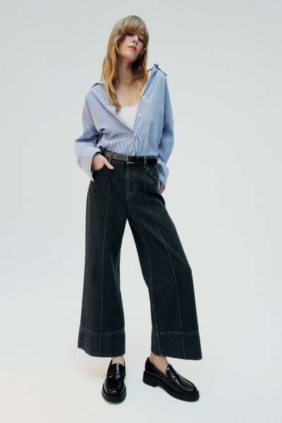 Джинсы z1975 wide leg cropped с высокой посадкой ZARA