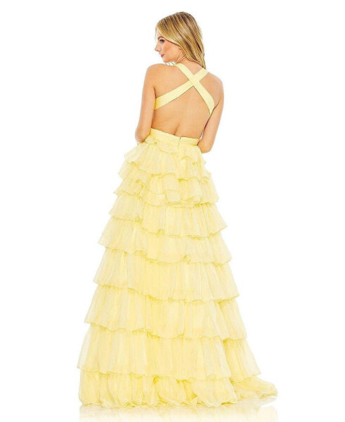 Women's Chiffon Layered Cut Out Ball gown