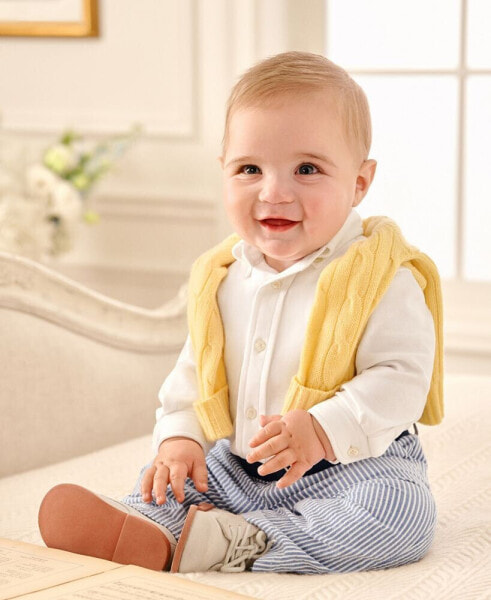 Baby Boys Shirt, Belt and Seersucker Pants, 3 Piece Set