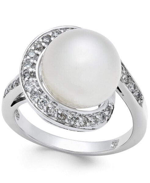 Cultured South Sea Pearl (11mm) and Diamond (3/8 ct. t.w.) Ring in 14k White Gold