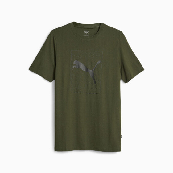 Puma Graphics Cat Crew Neck Short Sleeve T-Shirt Mens Green Casual Tops 67718431