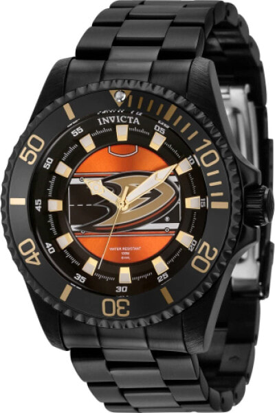 Invicta Men's 42257 NHL Anaheim Ducks Quartz Orange Brown White Black Dial Co...