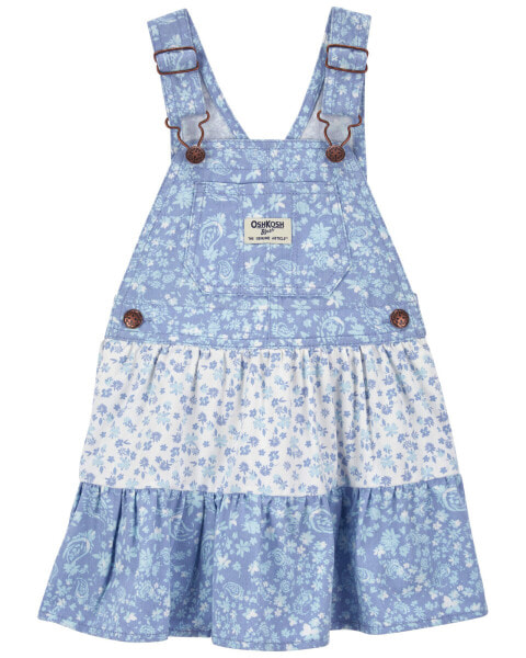 Toddler Floral Print Tiered Jumper Dress 4T