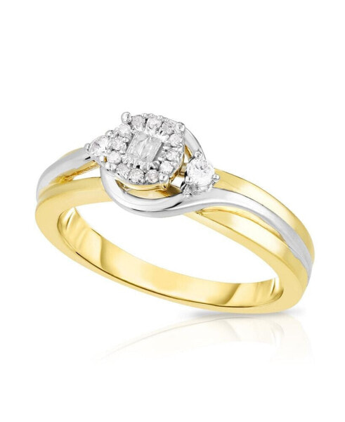 Diamond Two-Tone Promise Ring (1/6 ct. t.w.) in Sterling Silver & 14k Yellow Gold-Plated Sterling Silver