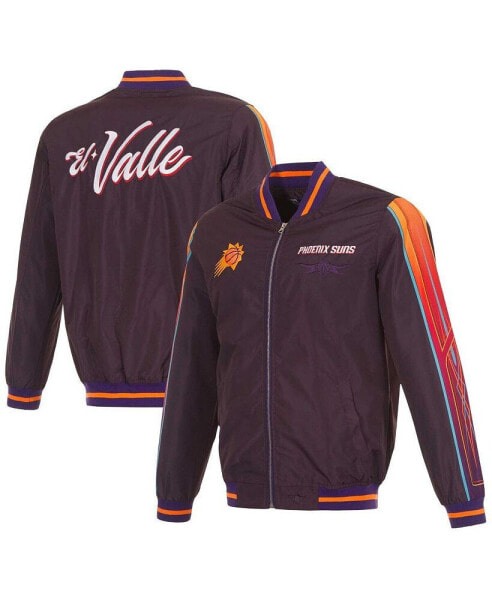 Куртка JH Design мужская фиолетовая Phoenix Suns 2023/24 городская версия из нейлона с полной молнией