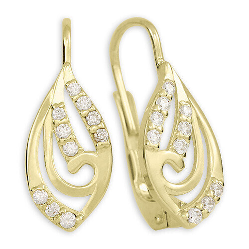 Timeless yellow gold earrings with zircons 239 001 00664