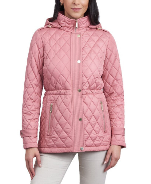 Women's Petite Quilted Hooded Anorak Coat