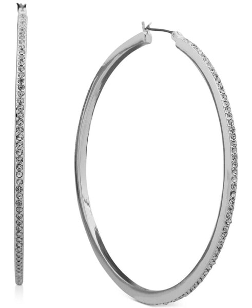 Crystal Pavé Large Hoop Earrings, 2.3"