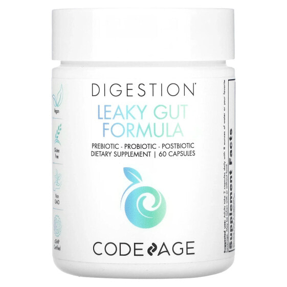 Препарат для пищеварения CodeAge Digestion, Формула для пролечивания протечки 60 капсул