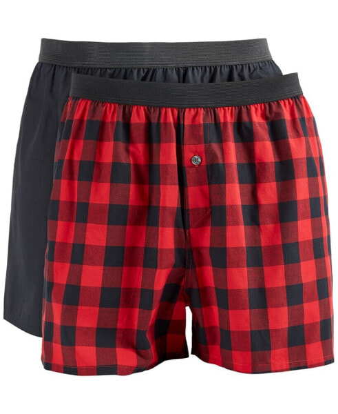 Men's 2-pk. Patterned & Solid Boxer Shorts, Created for Macy's