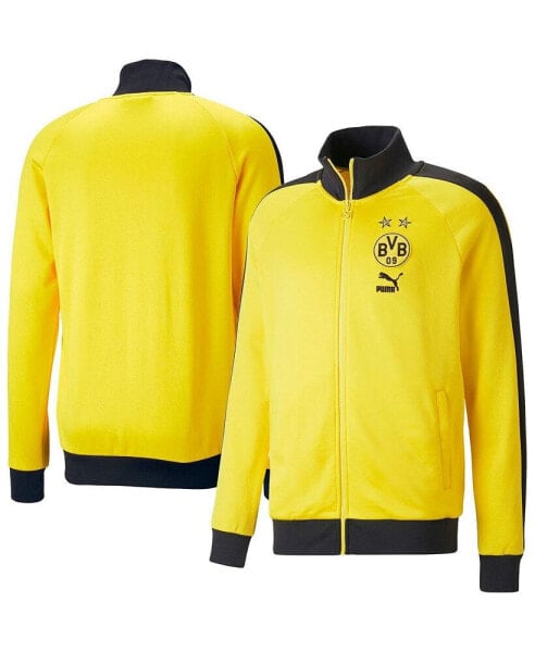 Men's Yellow Borussia Dortmund ftblHeritage T7 Raglan Full-Zip Track Jacket