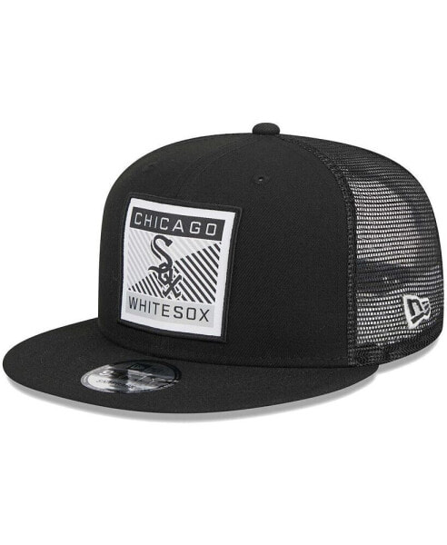 Бейсболка грузовик New Era для мужчин черного цвета с вышивкой Chicago White Sox 9FIFTY Snapback Hat.