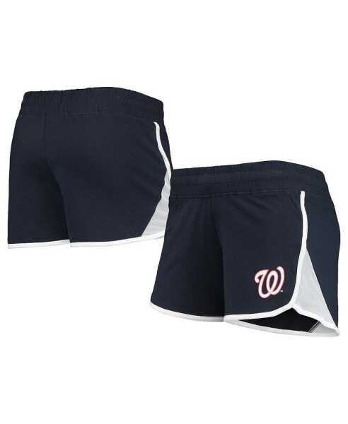 Women's Navy Washington Nationals Stretch French Terry Shorts