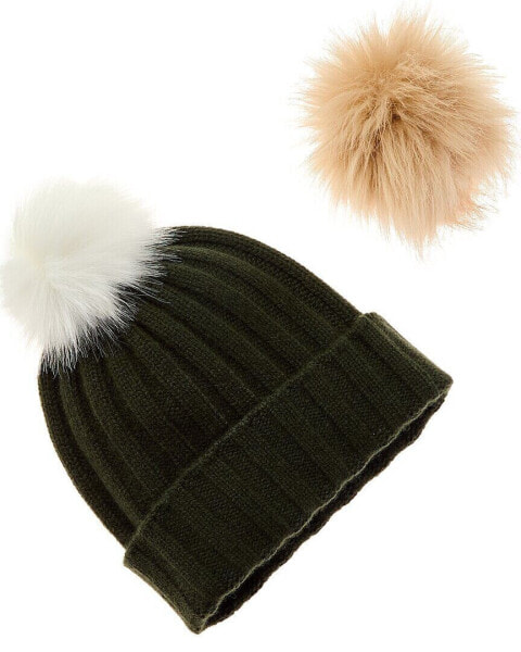 Hannah Rose Snap-Top Pom Pom Cashmere Hat Women's Green